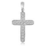 14K White Gold Diamond Cross Pendant