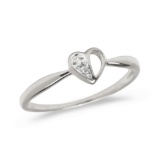 10K White Gold Diamond Heart Ring 0.01 CTW