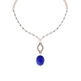 13.71 Ctw SI2/I1 Tanzanite And Diamond 14k Rose Gold Victorian Style Necklace