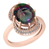 5.09 Ctw VS/SI2 Mystic Topaz And Diamond 14k Rose Gold Vingate Style Ring