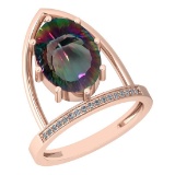 5.55 Ctw VS/SI2 Mystic Topaz And Diamond 14k Rose Gold Vingate Style Ring