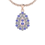 1.15 Ctw VS/SI1 Tanzanite And Diamond 14K Rose Gold Pendant Necklace