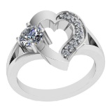 0.71 Ctw VS/SI1 Diamond 14K White Gold Vintage Ring