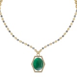13.01 Ctw VS/SI1 Emerald And Diamond 14k Yellow Gold Victorian Style Necklace