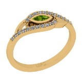 0.27 Ctw I2/I3 Peridot And Diamond 10K Yellow Gold Engagement Ring