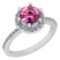 1.52 Ctw VS/SI1 Pink Tourmaline And Diamond 14K White Gold Engagement Halo Ring
