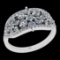 1.39 Ctw I2/I3 Diamond 10K White Gold Cluster Engagement Ring