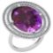 22.15 Ctw VS/SI1 Amethyst And Diamond 14k White Gold Victorian Style Ring