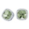 14k White Gold Cushion Cut Green Amethyst And Diamond Earrings