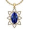 8.24 Ctw VS/SI1 Tanzanite And Diamond 14k Yellow Gold Victorian Style Necklace