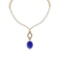 13.71 Ctw SI2/I1 Tanzanite And Diamond 14k Yellow Gold Victorian Style Necklace