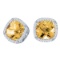 14k White Gold Cushion Cut Citrine And Diamond Earrings