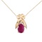 14k Yellow Gold 7x5mm Oval Ruby and Diamond Pendant 0.71 CTW