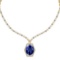 6.28 Ctw VS/SI1 Tanzanite And Diamond 14k Yellow Gold Victorian Style Necklace