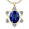 5.15 Ctw VS/SI1 Tanzanite And Diamond 14k Yellow Gold Victorian Style Necklace