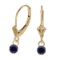 10k Yellow Gold 5mm Round Genuine Sapphire Lever-back Earrings 0.9 CTW