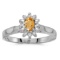 10k White Gold Oval Citrine And Diamond Ring 0.23 CTW