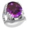 23.60 Ctw VS/SI1 Amethyst And Diamond 14k White Gold Victorian Style Ring