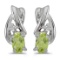 10k White Gold Oval Peridot And Diamond Earrings 0.4 CTW