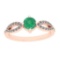 0.66 Ctw Emerald And Diamond I2/I3 14K Rose Gold Vintage Style Ring