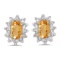 14k Yellow Gold Oval Citrine And Diamond Earrings 0.28 CTW