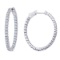 14K White Gold 1.98 Ct Diamond Oval Secure Lock Hoop Earrings
