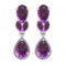 6.79 Ctw VS/SI1 Amethyst And Diamond 10K White Gold Dangling Earrings