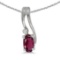 10k White Gold Oval Rhodolite Garnet And Diamond Wave Pendant 0.24 CTW