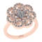 0.75 Ctw SI2/I1 Diamond 14K Rose Gold Vintage Style Engagement Ring