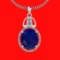 6.26 Ctw VS/SI1 Blue Sapphire And Diamond 14K White Gold Necklace