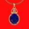 6.26 Ctw VS/SI1 Blue Sapphire And Diamond 14K Yellow Gold Necklace