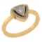 0.86 Ct Natural Salt Pepper Diamond I2/I3And White Diamond I2/I3 10K Yellow Gold Vintage Style Ring