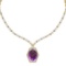 26.18 Ctw VS/SI1 Amethyst And Diamond 14k Yellow Gold Victorian Style Necklace
