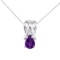 14k White Gold Amethyst and Diamond Pear Shaped Pendant 0.61 CTW
