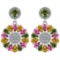 6.04 Ctw I2/I3 Multi Sapphire And Diamond 14K White Gold Earrings