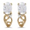 10k Yellow Gold Oval White Topaz And Diamond Earrings 0.97 CTW