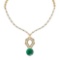 16.77 Ctw VS/SI1 Emerald And Diamond 14k Yellow Gold Victorian Style Necklace