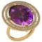 22.15 Ctw VS/SI1 Amethyst And Diamond 14k Yellow Gold Victorian Style Ring