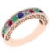 0.75 Ctw VS/SI1 Multi Ruby,Emerald,Sapphire And Diamond 14K Rose Gold Filigree Style Band Ring
