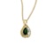 14k Yellow Gold Pear Emerald and Diamond Pendant