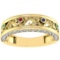 0.49 Ctw VS/SI1 Multi Ruby,Emerald,Sapphire And Diamond 14K Yellow Gold Filigree Style Band Ring