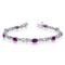 14k White Gold Natural Amethyst And Diamond Tennis Bracelet 3.56 CTW