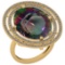 12.01 Ctw VS/SI2 Mystic Topaz And Diamond 14k Yellow Gold Vingate Style Ring