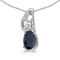 14k White Gold Oval Sapphire And Diamond Pendant 0.4 CTW