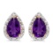 14k Yellow Gold Pear Amethyst And Diamond Earrings 0.88 CTW