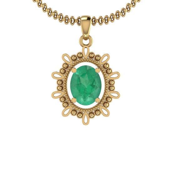 2.00 Ctw Emerald 14K Yellow Gold Necklace