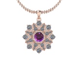 2.41 Ctw I2/I3 Amethyst And Diamond 10K Rose Gold Vintage Style Pendant