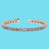 Certified 14.85 Ctw SI1/I2 Diamond Ladies Fashion 18K Rose Gold Tennis Bracelet