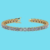 Certified 14.85 Ctw SI1/I2 Diamond Ladies Fashion 18K Yellow Gold Tennis Bracelet
