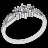 0.79 Ctw I2/I3 Diamond 10K White Gold Vintage Style Ring
